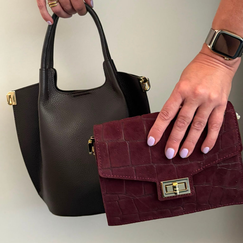 The Bag Collection - Burgundy Crocodile Envelope Bag - Tas