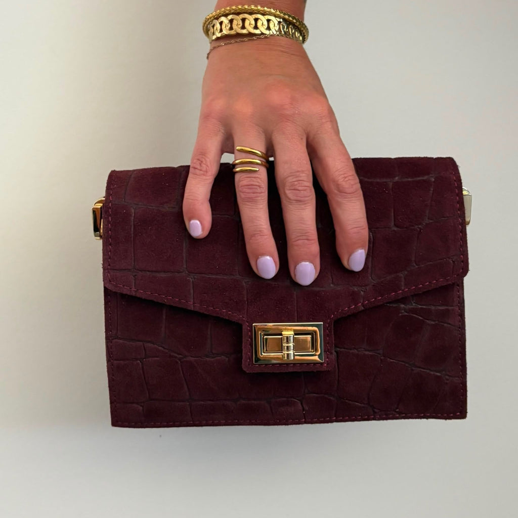 The Bag Collection - Burgundy Crocodile Envelope Bag - Tas