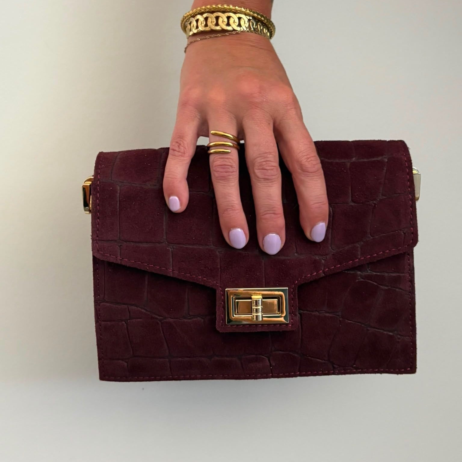 The Bag Collection - Burgundy Crocodile Envelope Bag - Tas