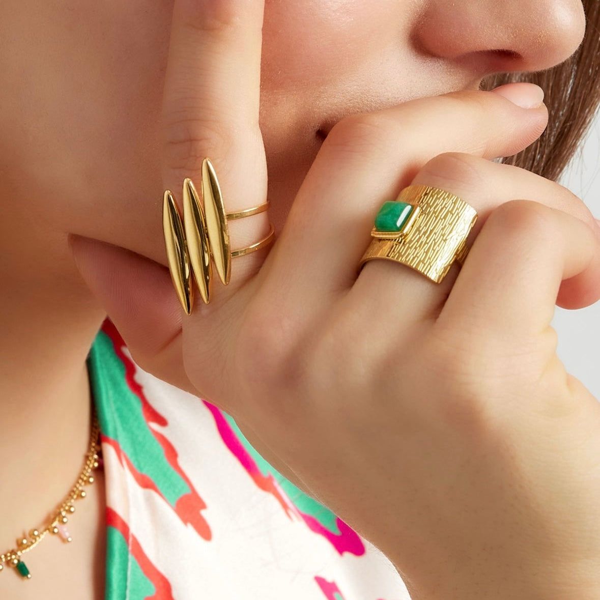 The Basics - Triple stripe ring - goud
